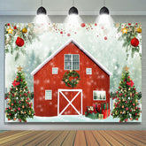 Weihnachten Baum In Die Schnee Rot Haus Weihnachten Hintergrund